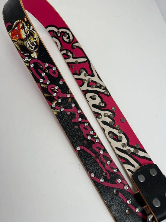 Ed Hardy Y2K Reversible Rhinestone Studded Leather Belt main image 7